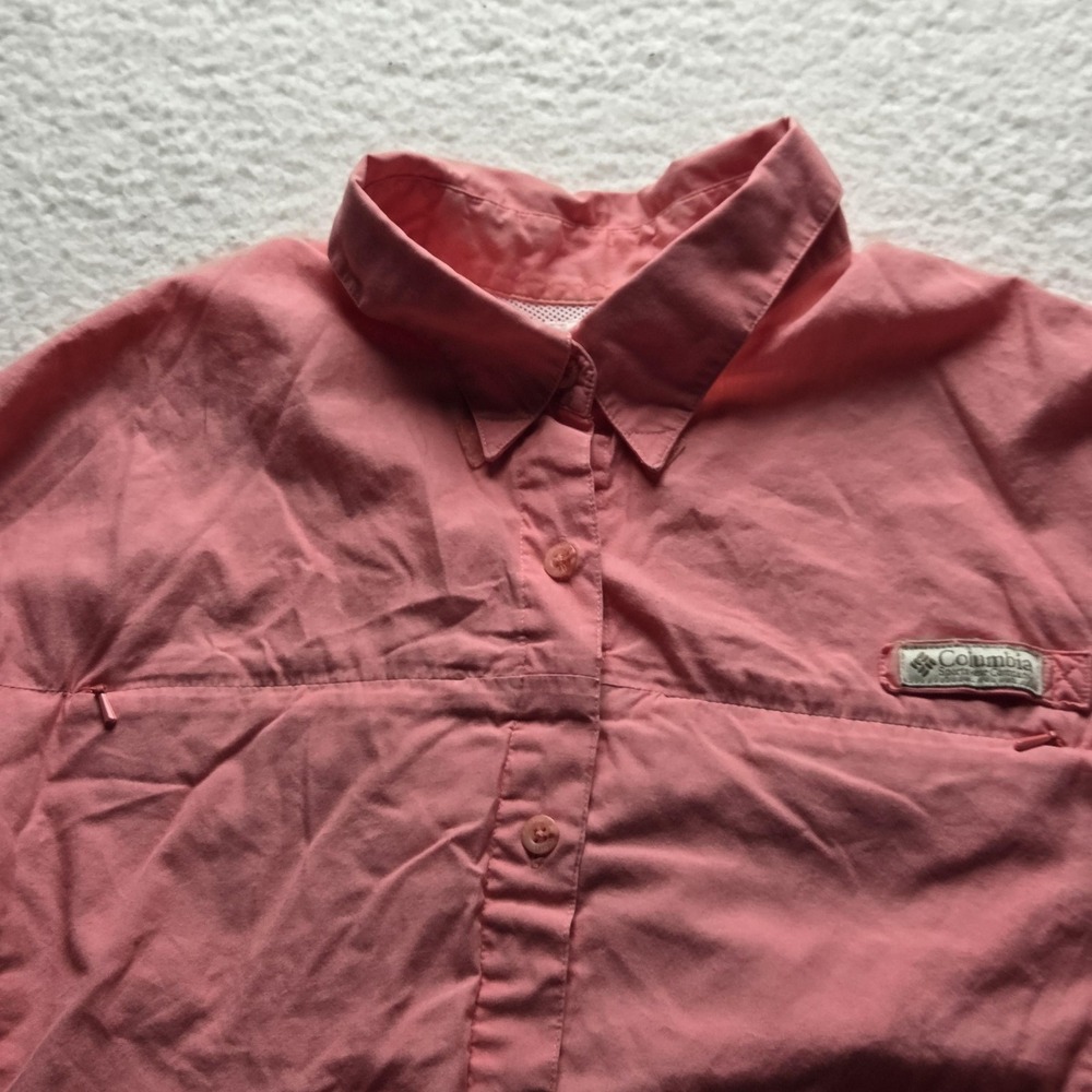 Columbia Shirt Womens XL Pink Long‎ Sleeve Fishing Vented Pockets Button Up